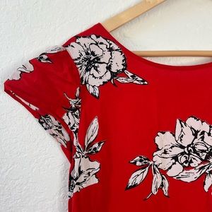 Free people red dress, new with tags,  low back floral print.